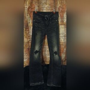 Men's American Eagle Distressed Next Level Flex Straight Leg Jeans Black 28x32